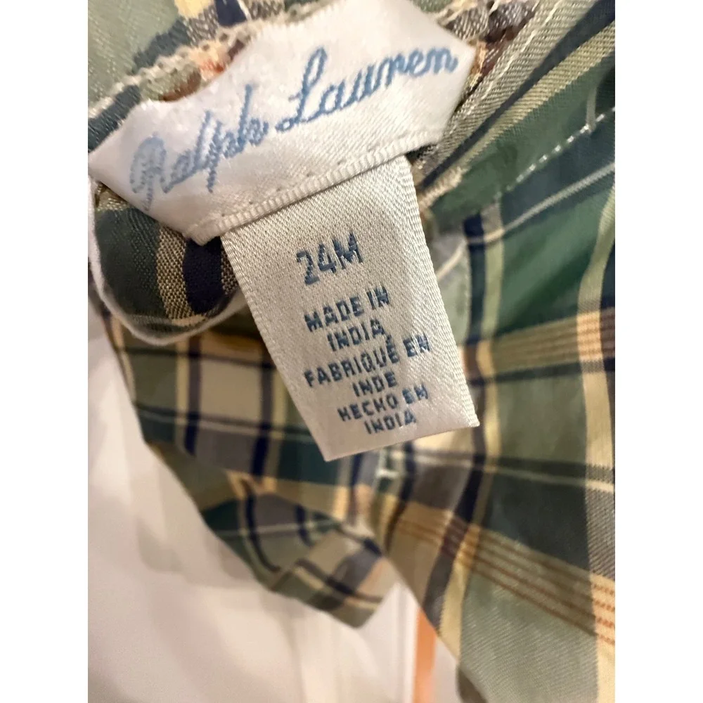 Ralph Lauren Toddler Boys Plaid Shorts Green Blue 24M NWT